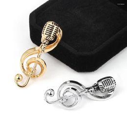 Brooches Charm Music Note Microphone Gold Silver Colour Badges Women Men Brooch Lapel Pins Clothing Bag Jewellery Gifts