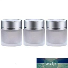 wholesale 5g 10g 15g 20g 30g 50g Frosted Glass Cosmetic Jar Empty Face Cream Storage Container Refillable Sample Bottle with Silver Lids 100pcs