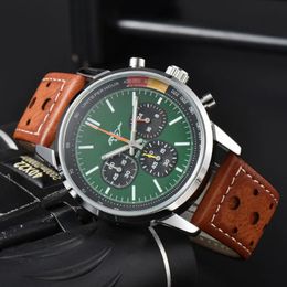 Breitl Wrist Watches for Men 2024 Mens Watches Six needles All Dial Work Quartz Watch High Quality Top Luxury Brand Chronograph Clock Leather And Steel Belt Fashion BG