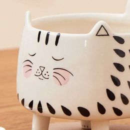 WR2O Mugs 4-legged Cat Mug Coffee Mug Womens Cute Ceramic Personalized Breakfast Cup Home and Office Decoration Ornaments 240417