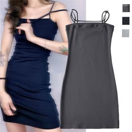 Casual Dresses Sexy Pure Spicy Style Stylish Multi-Rope Flat Strap Skirt Tight-Fitting Cinched Off-Shoulder Slimming Open Back Hip