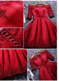 2017 new fashion Short design party dress plus size vestido de festa ChampagneRedWhite appliques prom dresses bridesmaid dresses2428281