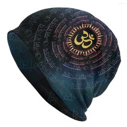 Berets Mandala Om Yoga Bonnet Hat Casual Outdoor Skullies Beanies Lotus Flower For Men Women Knitted Summer Dual-use Caps