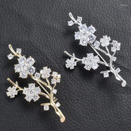 Brooches Elegant Luxury Crystal Rhinestone Brooch Sparkly Zircon Flower Branch Pins Wedding Accessories Jewelry Lapel Pin