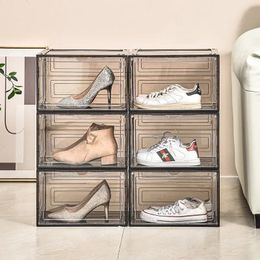 Combination Flip Shoe Cabinet for Home Dormitory Acrylic Magnetic Absorption Box Transparent Storage Box 240318