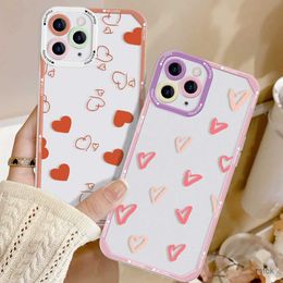 Cell Phone Cases Cute INS Korean Pink Love Heart Phone Case For phone 15 Pro Case phone 14 Pro Max 11 12 13 Mini XR XS X 7 8 Plus SE Soft Cover