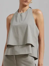 Skirts 2024 Summer Women Sleeveless Vest Backless Halter Tank Top Or High Waist Ladies Side Slit Midi Skirt Suit