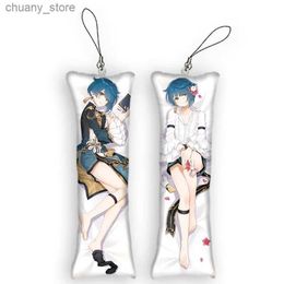 Keychains Lanyards 4x12Cmgenshin Impact Xingqiu Mini -Anhänger Dakimakura Keychain Mini Anime Body Pendelled doppelseitig Cartoon Anime Keychain Y240417