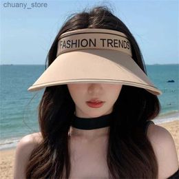 Visor estate New Ice Silk Sun Hat for Women-Anti-UV Grande Brio BRIM che copre il viso in stile coreano versatile top y240417