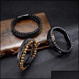 Charm Bracelets Charm Bracelets Jewellery Trendy People Creative Explosion Style Punk Leather Braided Beaded Mens Bracelet Fa Dhb5K Drop Dhfl8