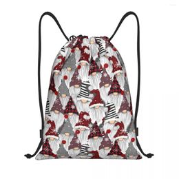 Shopping Bags Custom Holiday Gnomes Drawstring Backpack Men Women Lightweight Gym Sports Sackpack Sacks For Travelling