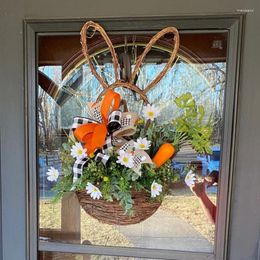 Decorative Flowers Home Decor Easter Wreath With Ears And Carrot Crafts Drop