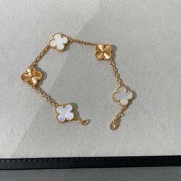 Brand charm Van High Edition Gold Clover Bracelet Female Double sided Natural Fritillaria Diamond Laser Rose 18