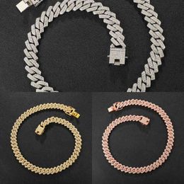 Hip Hop Aaa Bling 13 5mm Cuban Brooch Chain 2-row Ice Man Necklace Diamond Zircon Cobble Men&#039;s Necklace Women&#039;s Jewelry 1835