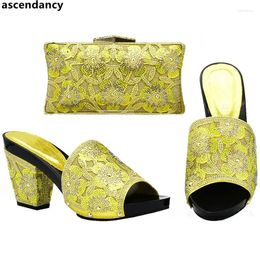 Dress Shoes Arrival African Shoe And Bag Decorated With Rhinestone Ladies Matching Bags Set Designer Women Luxury 2024