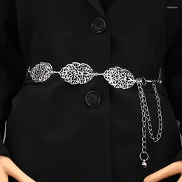 Belts Fashion Simple Hollowed Out Leaves Decorative Belt Thin Waist Chain Ladies Metal Dress Accessories