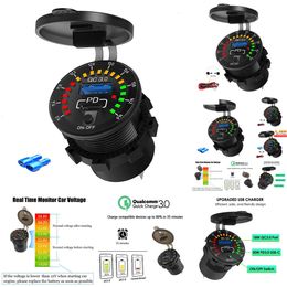 New New USB-C 48W Charger Socket 12/24V QC3.0 & PD Outlet Fast Charging with Voltmeter ON/OFF Power Switch for Car Boat Motorcycle