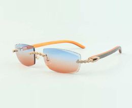2022 Bouquet Diamond Sunglasses 3524015 with Natural orange wooden sticks and cut Lens 30 Thickness2449482