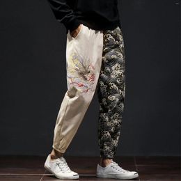 Men's Pants Fashion Streetwear Mens Loose Men Japanese Retro Trend Plus Size Embroidered Colour Matching Casual Trousers Pantalones Hombre