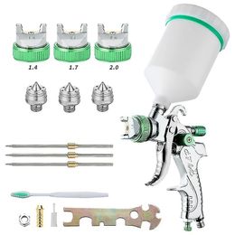 Professional High Pressure Paint Spray Gun Air Spray Gun Kit Hvlp 600cc 1.4mm/1.7mm/2.0mm 3 Size Nozzles