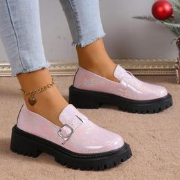 Casual Shoes 2024 Spring And Autumn Outwear Round Headed Square Heels Women's Single Comfortable Unique