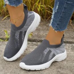 Casual Shoes Women Breathable Mesh Platform Sneakers Wedge Comfort Soft Sole Elastic Knit Woman 2024