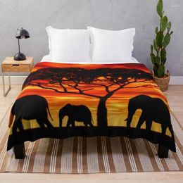 Blankets Acacia Elephant Sunset Throw Blanket For Sofa Large Luxury Kid'S
