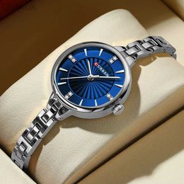 Wristwatches CURREN Simple Romantic Rhinestone Dial with Stainless Steel Bracelet Luxury Design Quartz d240417