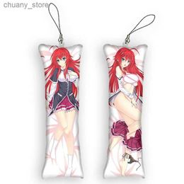 Keychains Lanyards 4x12cmHigh School DxD Rias Gremory Keychain Cute Mini Pendant 2 Side Print Hanging Ornament Anime Small Pillow Pendant Gift Y240417