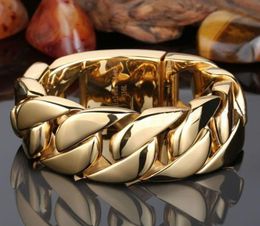 30mm Stainless Steel Mens Oversize Heavy Curb Cuban Chain Bracelets Rapper Exaggerated Hip hop Men Bangle Jewelry3295900