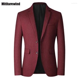 Men's Suits Classic Fashion Male Suit Spring Autumn Middle-aged Business Casual Man Blazer Wine Red Jacket Simple Clothing