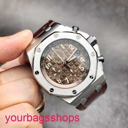 Mens AP Wrist Watch Royal Oak Offshore Series 26470ST Steel Coffee Dial Back Transparent Men's Chronograph Fashion Leisure Business Sports Mechanical Watch