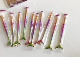 Makeup brush Glitter Mermaid Fish Tail Makeup Brush Fishtail Shaped Foundation Powder Eye Shadow Concealer Rainbow Blending Makeu9377957