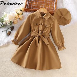 Girl Dresses Prowow Toddler Kids Princess For Girls Turn Down Collar Button Windbreaker With Beret Children Clothes