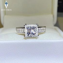 Cluster Rings 3ct Princess Cut Moissanite Ring For Women D Colour VVS1 Diamond 925 Sterling Silver AU750 Plated Wedding Band Fine Jewellery