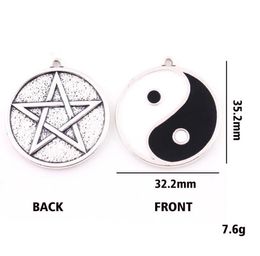 DoubleSided Yin Yang Pentacle Reversible Pendant Double colour Pentagram Religious Jewellery For Men and Women9573308