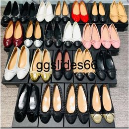 Designerschuhe Kanal Paris Kleid Frauen Ballettschuh Frühling Herbst Schaffell Bow Fashion Flat Boat Schuh Lady Leder Lazy Dance Sl wenn große Größe 35-42