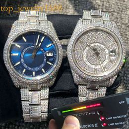 Moissanite Full Iced Out Diamonds Watch Pass Test Automatic Sweping Eta Movement Orignal Clasp All Function Works Men