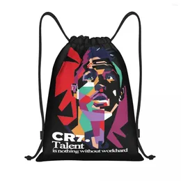 Shopping Bags Football Ronaldo Drawstring Backpack Sports Gym Sackpack Soccer String For Cycling