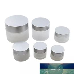 High Quatuily 5g 10g 15g 20g 30g 50g Frosted Glass Cosmetic Jar Empty Face Cream Storage Container Refillable Sample Bottle with Silver Lids