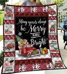 150200cm Christmas Blanket Air Condition Quilt 3D Letter Print Blankets Outdoor Travel Picnics Mat Pad Towel Warm Cotton Quilt LJ8675161