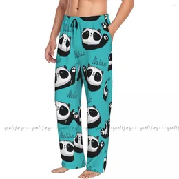Men's Sleepwear Mens Casual Pyjama Long Pant Loose Elastic Waistband Cute Panda Pattern Cosy Home Lounge Pants