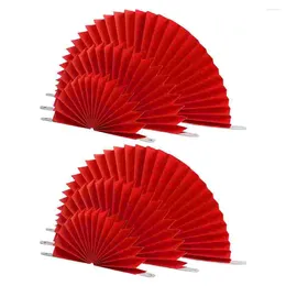 Decorative Figurines 6 Pcs Folding Fan Vintage Decor Party Decoration Ornament Festival Red Cardboard Prop Chinese Style