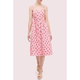 Basic Casual Dresses Spring Summer Spaghetti Strap Square Neck Pink Cherry Print Cotton Single Breasted Mid-Calf Dress Women Fashion S Otptx
