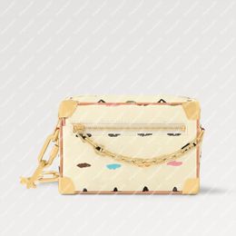 Explosion 2024 Men's bags M25132 Mini Soft Trunk bag Vanilla Cowhide-leather trim Polished gold-hardware tradition modernity hand-drawn daisies dogs chain golden