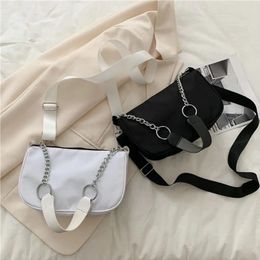 Totes Black White Metal Chain Casual Shoulder Bags Phone Pouch Handbag Crossbody Bag