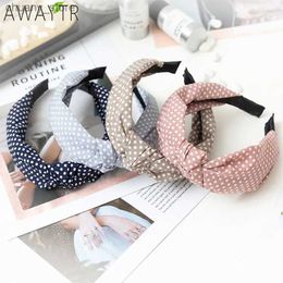 Headbands Women Hair Accessories Cotton Plaid Hairband Knot British Style Striped Fabric Headband Girls Headwear Spring Hair Band 2019 New Y240417