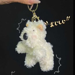 Plush Keychains Lovely Kawaii West Highland Plush Dog Toy Keychain Cartoon Animal Dog Bag Decoration Pendant Car Keychain Birthday Gifts Y240415