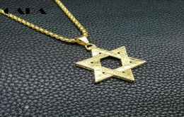 hip hop necklace Men039s High Quality SixPointed Jewish Star of David Pendant Necklace Stainless Steel gold 3mm 270390392821330