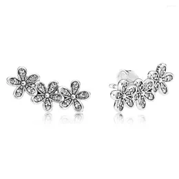 Stud Earrings Authentic 925 Sterling Silver Dazzling Daisy Clusters Fashion For Women Gift DIY Jewellery